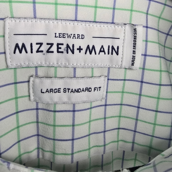 Mizzen + Main Leeward Hopkins Check Standard Fit Dress Shirt Size Large L-9022 - Picture 3 of 14